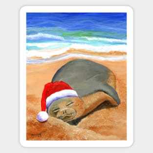 Mele Kalikimaka Hawaiian Monk Seal Sticker